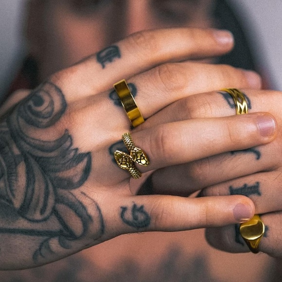 18k Snake Ring Toi Et Moi Luxurious Gold - Picture 7 of 14